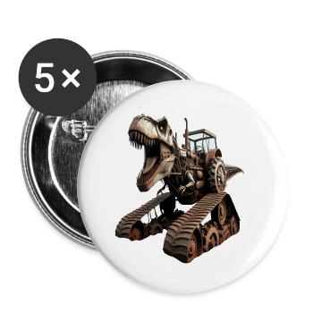 Dino-Traktor Hybrid T- Rex - Buttons klein 25 mm (5er Pack) - Weiß - Vorne