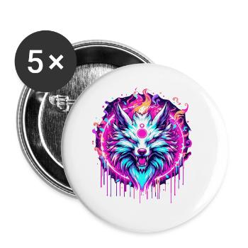 Psychedelischer Fuchs - Buttons klein 25 mm (5er Pack) - Weiß - Vorne