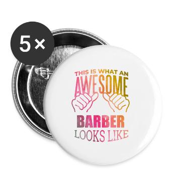 coiffeur - Lot de 5 petits badges (25 mm) - blanc - Devant