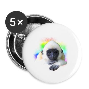 Gibbon Affe Regenbogen Niedliches kleines Primatentier - Buttons klein 25 mm (5er Pack) - Weiß - Vorne