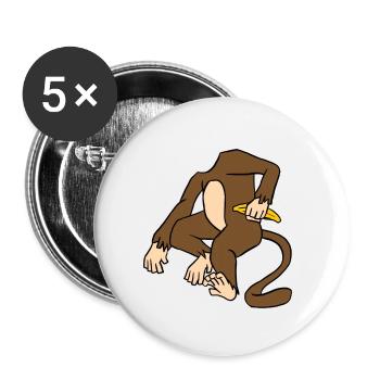 Affe Körper Mit Einer Banane Lustiger Affen-Primat - Buttons klein 25 mm (5er Pack) - Weiß - Vorne