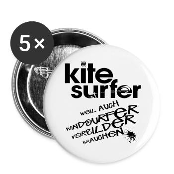 Kitesurfer vs Windsurfer - Buttons klein 25 mm (5er Pack) - Weiß - Vorne