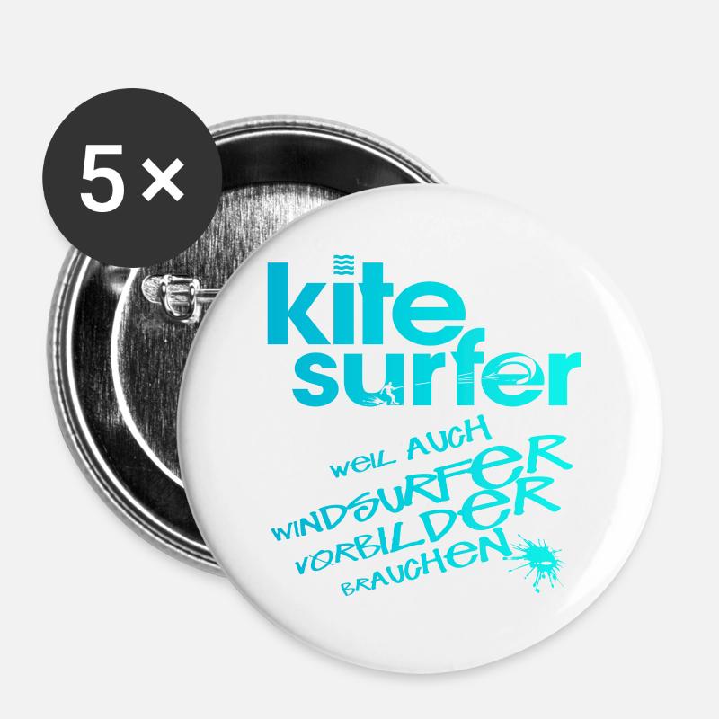 Kitesurfer vs Windsurfer - Buttons klein 25 mm (5er Pack) - Weiß