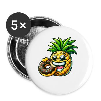 Drôle Ananas Donut Dessin Animé Fruité Sucré Desig - Lot de 5 petits badges (25 mm) - blanc - Devant