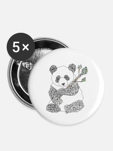 Pandabär - Buttons klein 25 mm (5er Pack) - Weiß