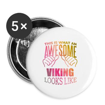 Wikinger - Buttons klein 25 mm (5er Pack) - Weiß - Vorne