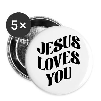 Jesus loves you - Buttons small 1''/25 mm (5-pack) - white - Front