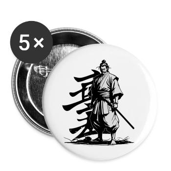 SAMURAI-KRIEGER - Buttons klein 25 mm (5er Pack) - Weiß - Vorne