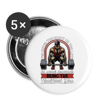 Health Coach It's Never Too Early Or Fitness Coach - Buttons small 1''/25 mm (5-pack) - white - Front