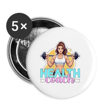 Health Coach Fitness Trainer Gym Teacher Workout - Buttons small 1''/25 mm (5-pack) - white - Front