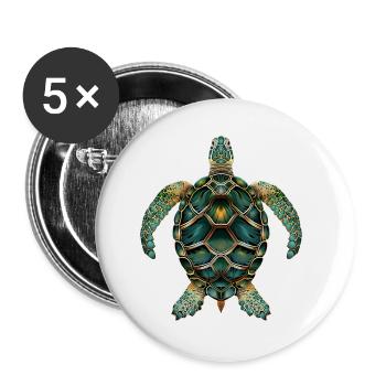 Schildkröte Reptil Liebhaber Süße Schildkröten - Buttons klein 25 mm (5er Pack) - Weiß - Vorne