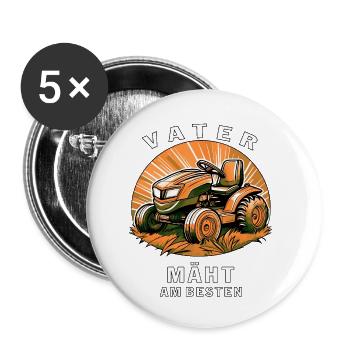 TONDEUSE À GAZON FATHER TOND LE MIEUX - Lot de 5 petits badges (25 mm) - blanc - Devant