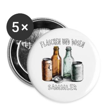 FLASCHEN UND DOSEN SAMMLER - Buttons klein 25 mm (5er Pack) - Weiß - Vorne