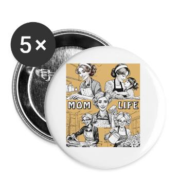 WIFE HOUSEWORK MOM LIFE - Buttons small 1''/25 mm (5-pack) - white - Front