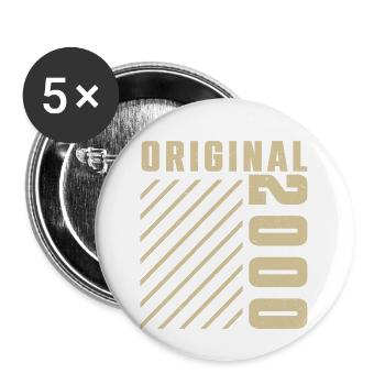 Original 2000 Authentisch 2000 Vintage Bursdag - Buttons klein 25 mm (5er Pack) - Weiß - Vorne