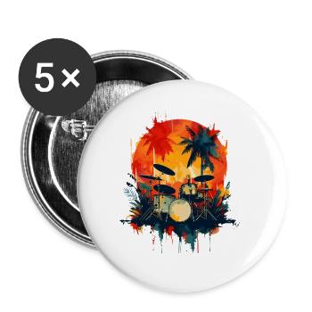 Drums 90s Look - Buttons small 1''/25 mm (5-pack) - white - Front