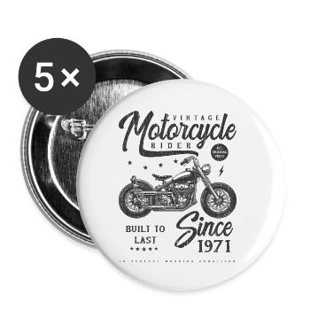 Vintage Motorrad Biker Geburtstag Jahrgang 1971 - Buttons klein 25 mm (5er Pack) - Weiß - Vorne