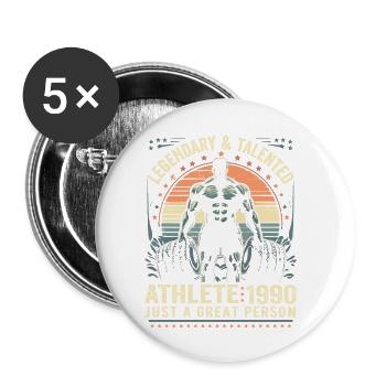 Jahrgang 1990er Jahre Fitness Geburtstagsgeschenk 1990er Jahre - Buttons klein 25 mm (5er Pack) - Weiß - Vorne
