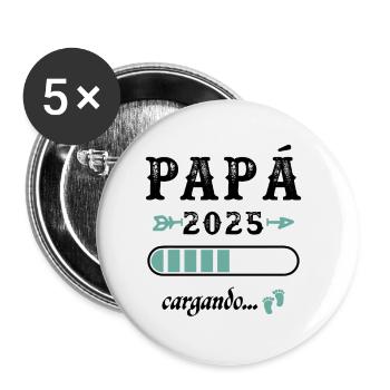 Papa 2025 Loading Geschenk Zukunft Vater - Buttons klein 25 mm (5er Pack) - Weiß - Vorne