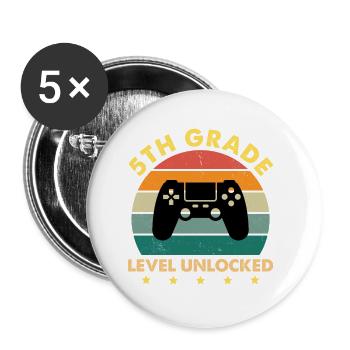 Niveau 5e année Débloqué Vintage Sunset - Lot de 5 petits badges (25 mm) - blanc - Devant