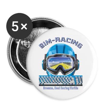 SIM RACING Dreams, Real Racing Thrills - Buttons klein 25 mm (5er Pack) - Weiß - Vorne