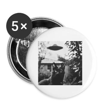 Cat Selfie with UFO Weird 50s Photo 3 - Buttons klein 25 mm (5er Pack) - Weiß - Vorne