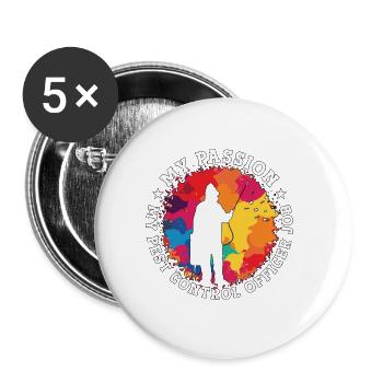 Pest Control My Passion My Pest Insect Solutions - Buttons klein 25 mm (5er Pack) - Weiß - Vorne