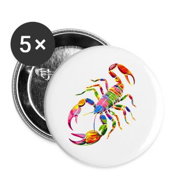 Skorpion Spinnentiere Scorpion Lustige Skorpione - Buttons klein 25 mm (5er Pack) - Weiß - Vorne