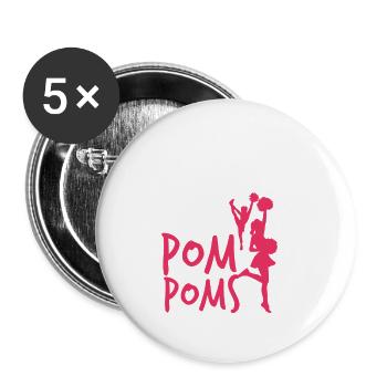 Shake Your Pom Poms - Buttons small 1''/25 mm (5-pack) - white - Front