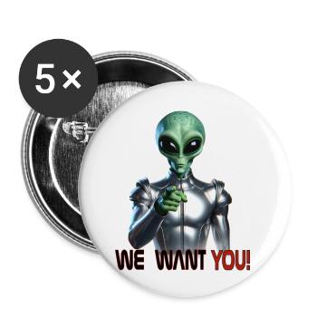 Alien recruitement - Buttons small 1''/25 mm (5-pack) - white - Front