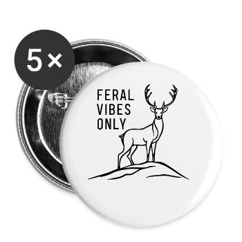 Feral Vibes Only Deer Wild Nature Adventure Black - Buttons small 1''/25 mm (5-pack) - white - Front
