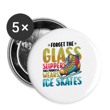 Eislaufen Schlittschuhe Eiskunstlaufen - Buttons klein 25 mm (5er Pack) - Weiß - Vorne