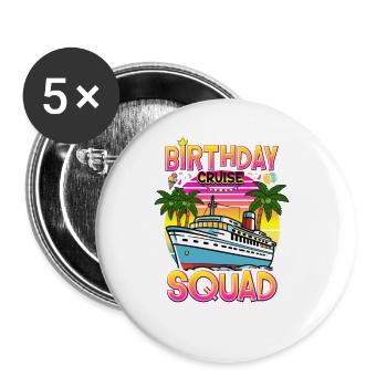 Birthday Cruise Squad 2025 - Buttons klein 25 mm (5er Pack) - Weiß - Vorne