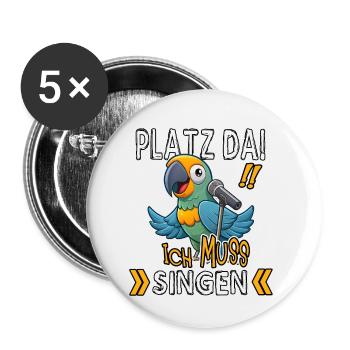 Make room! I gotta sing funny parrot - Buttons small 1''/25 mm (5-pack) - white - Front