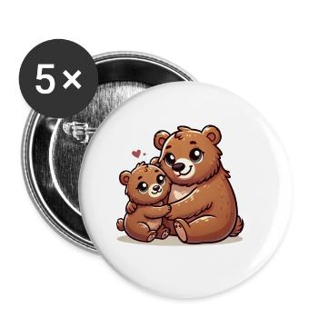 Loving Bear Parent with Child - Buttons klein 25 mm (5er Pack) - Weiß - Vorne