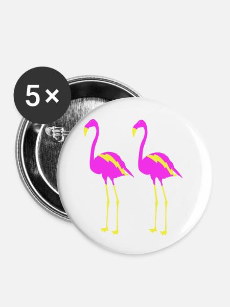 flamingos 2 - Buttons klein 25 mm (5er Pack) - Weiß