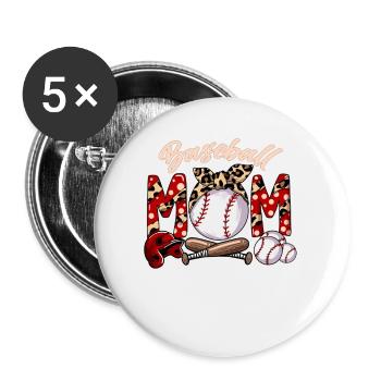 Mutter Sohn Verein Baseballoutfit Baseball Mom - Buttons klein 25 mm (5er Pack) - Weiß - Vorne