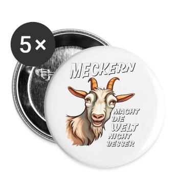 ZIEGE MECKERN MACHT WELT NICHT BESSER - Buttons klein 25 mm (5er Pack) - Weiß - Vorne