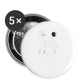 Wolf Mond Wildtier - Buttons klein 25 mm (5er Pack) - Weiß - Vorne