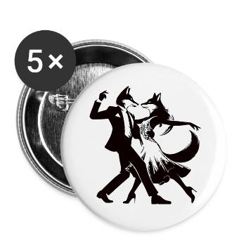 Stylish Tango Dance Couple Design with Foxes - Buttons small 1''/25 mm (5-pack) - white - Front
