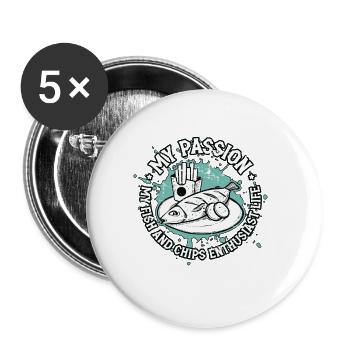 Fish And Chips My Passion My British Street Food - Buttons small 1''/25 mm (5-pack) - white - Front
