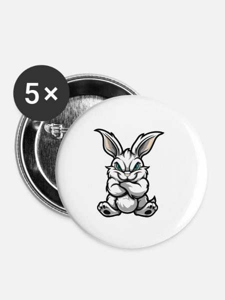 Hase Comic - Buttons klein 25 mm (5er Pack) - Weiß