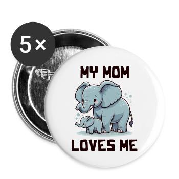 Ma maman m’aime - Dictons de bébé - Meine Mutter lieb - Lot de 5 petits badges (25 mm) - blanc - Devant