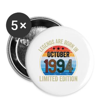 Legends Are Born In October 1994 Limited Edition - Buttons klein 25 mm (5er Pack) - Weiß - Vorne