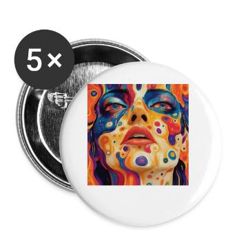 Psychedelic face colorful - Buttons small 1''/25 mm (5-pack) - white - Front