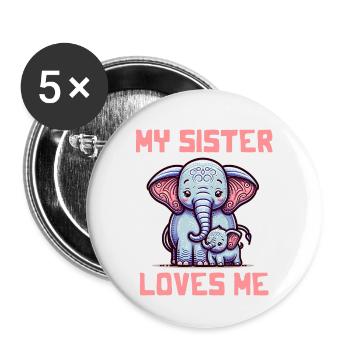 Ma sœur m’aime - Dictons de bébé - Meine Schweste - Lot de 5 petits badges (25 mm) - blanc - Devant