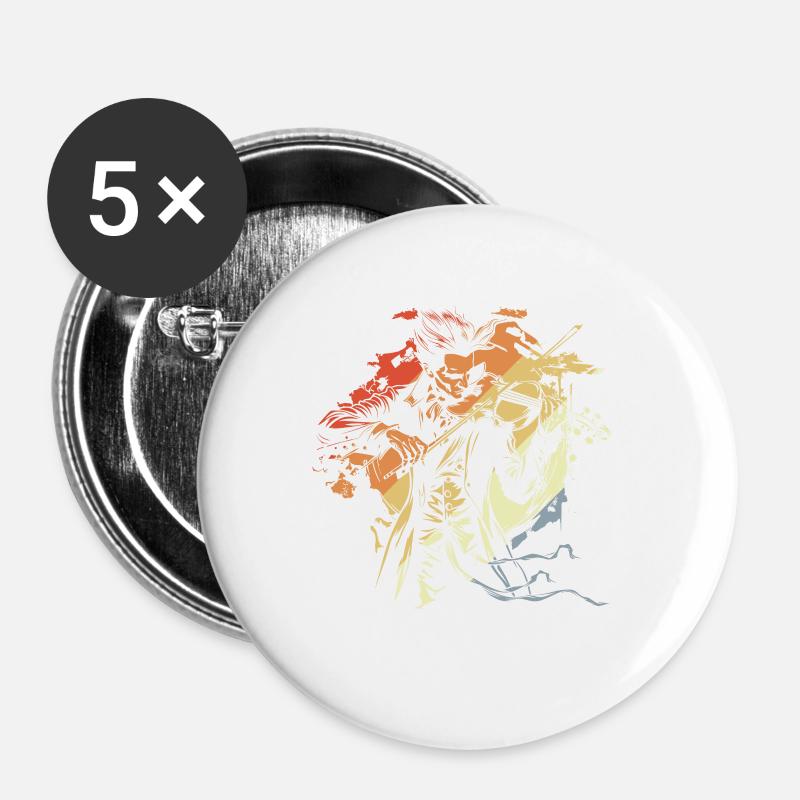 Violoniste - Lot de 5 petits badges (25 mm) - blanc