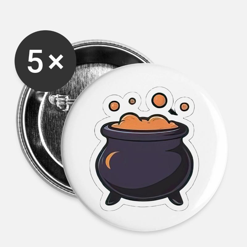 Sweet Cauldron Sticker - Buttons small 1''/25 mm (5-pack) - white
