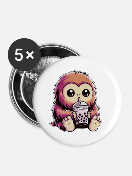 Bigfoot Bubble Tea - Buttons klein 25 mm (5er Pack) - Weiß