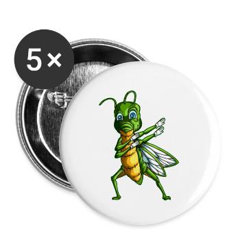 Grillen Dabbing Natur Shirt Kinder Tanz Stunde - Buttons klein 25 mm (5er Pack) - Weiß - Vorne